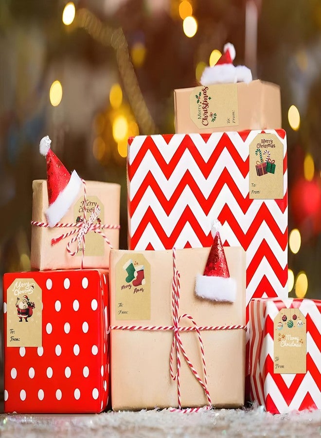 Yoget 250 PCS Chirstmas Gift Tags, Xmas Kraft Gift Tags Stickers Name Labels, Christmas Decorations (50x70mm, 6 Designs) - Image 3